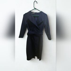 Shuangz Navy Belted Career Sheath Dress No Size Tag